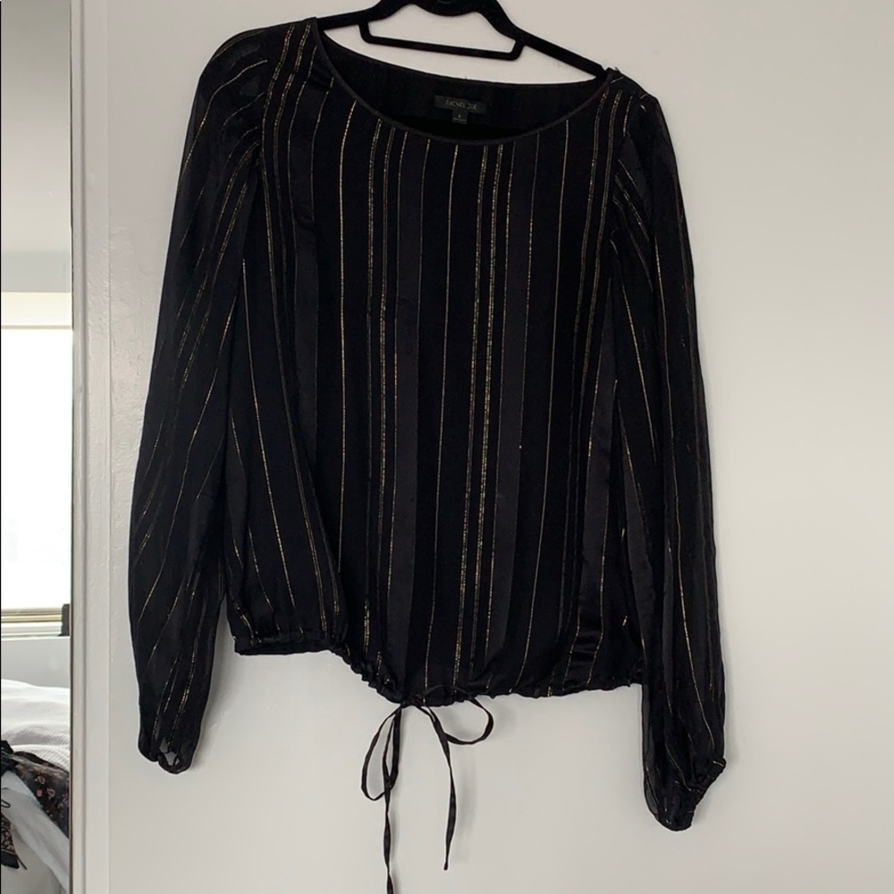 Rachel Zoe Black & Gold silk long sleeve top